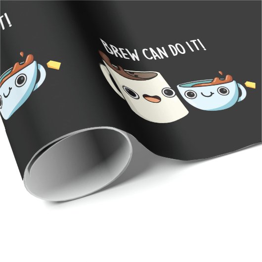 Brew kan het doen Grappige Koffie Thee Pun Dark BG Cadeaupapier (Rol Hoek)