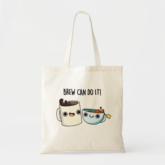 Brew kan het doen grappige koffie thee woordspelin tote bag (Voorkant)