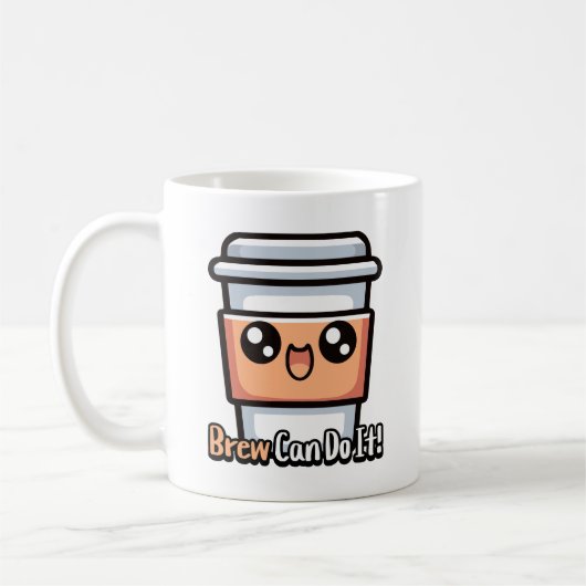 Brew kan het! Schattigee koffiewoordspeling Koffiemok (Links)