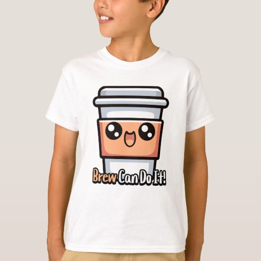Brew kan het! Schattigee koffiewoordspeling T-shirt (Voorkant)