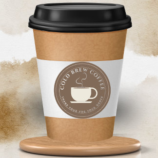 Brew koffie bruin gepersonaliseerde branding ronde sticker