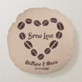 Brew Love Coffee Bean Hart Rond Kussen