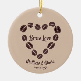 Brew Love Coffee Bean Heart Keramisch Ornament