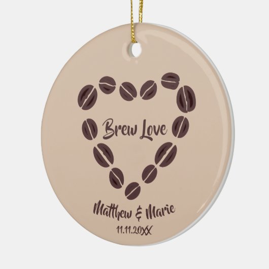 Brew Love Coffee Bean Heart Keramisch Ornament (Links)