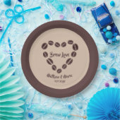 Brew Love Coffee Bean Heart Papieren Bordje (Feest)