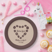 Brew Love Coffee Bean Heart Papieren Bordje (Feest)