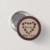 Brew Love Coffee Bean Heart Ronde Button 3,2 Cm (Voorkant /achterkant)