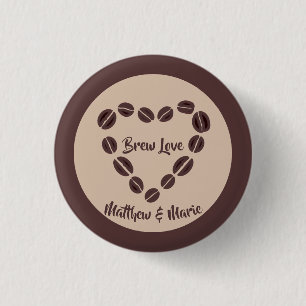 Brew Love Coffee Bean Heart Ronde Button 3,2 Cm