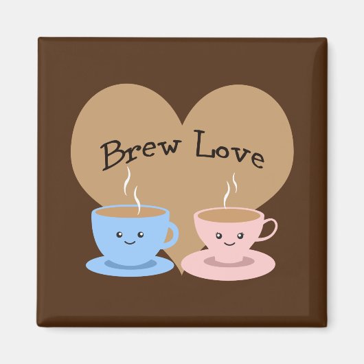 Brew Love! Koffiekopjes Magneet (Voorkant)