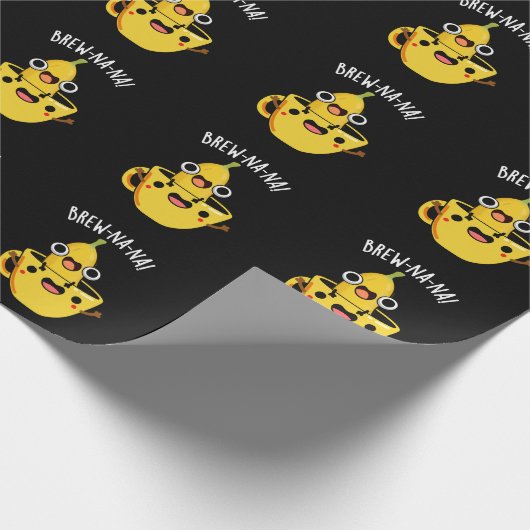 Brew-nana Funny Banana Pun Dark BG Cadeaupapier (Hoek)