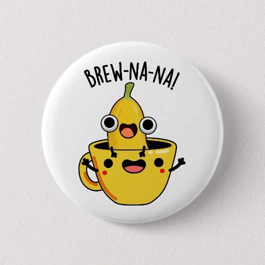 Brew-nana Funny Banana Pun Ronde Button 5,7 Cm (Voorkant)