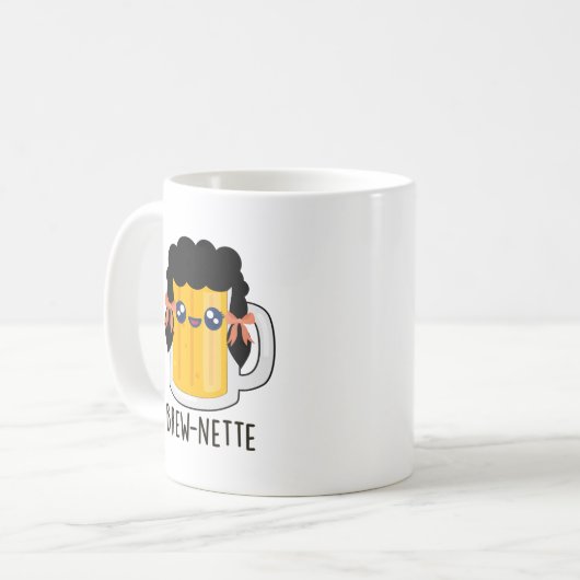 Brew-nette Funny Brunette Beer Pun Koffiemok (Voorkant links)