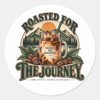 Brew Roam Repeat Vintage Ijs Koffie Berg Ronde Sticker