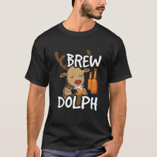 Brewdolph Beer Drink Rudolph Reindeer Kerstmis T-shirt