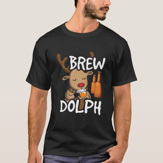 Brewdolph Beer Drink Rudolph Reindeer Kerstmis T-shirt (Voorkant)