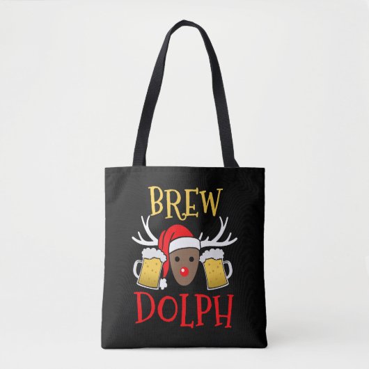 Brewdolph - Funny Reindeer Beer kerstcadeautje Tote Bag (Voorkant)