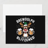 Brewdolph Laat Ons Blitzen Kerst Reindeer B Feestdagenkaart (Voorkant / Achterkant)