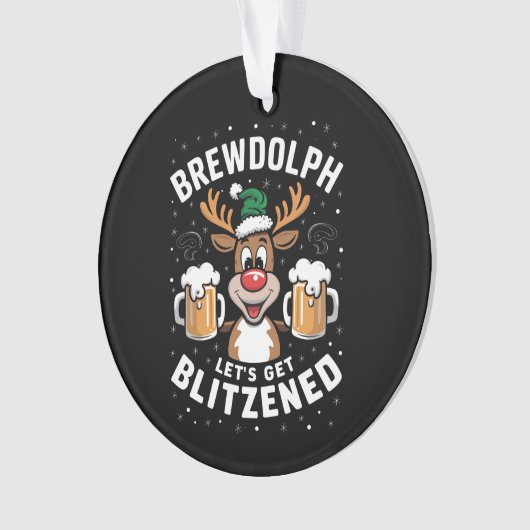 Brewdolph Laten we Blitzened Christmas Rendier B Ornament (voorkant)