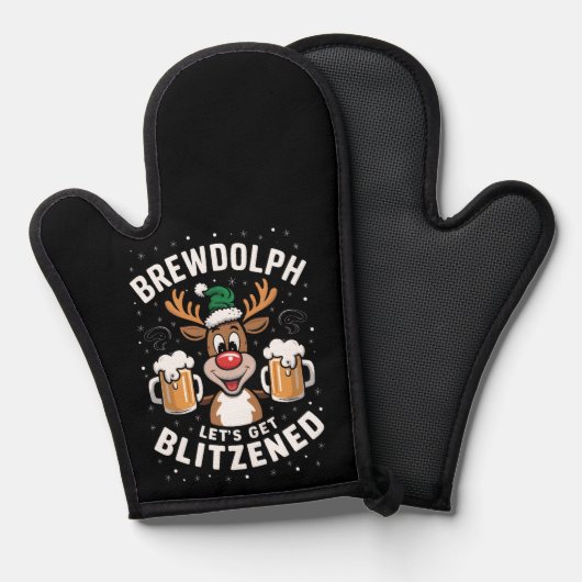 Brewdolph Laten we Blitzened Christmas Rendier B Ovenwant (Voorkant / Achterkant)