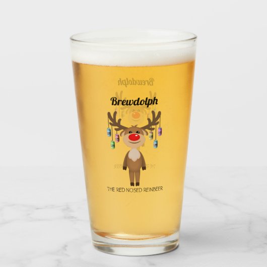 Brewdolph the Red Nosed Reinbeer Glas (Voorkant gevuld)
