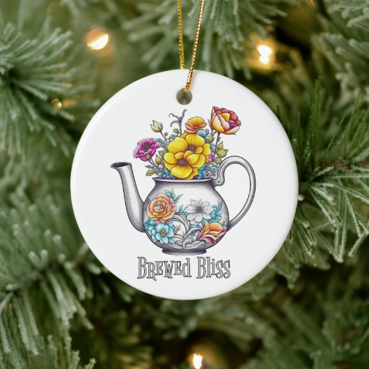 Brewed Bliss Theepot Keramisch Ornament (Boom)
