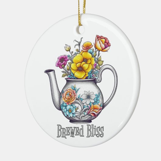 Brewed Bliss Theepot Keramisch Ornament (Links)