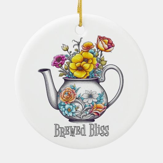 Brewed Bliss Theepot Keramisch Ornament (Achterkant)
