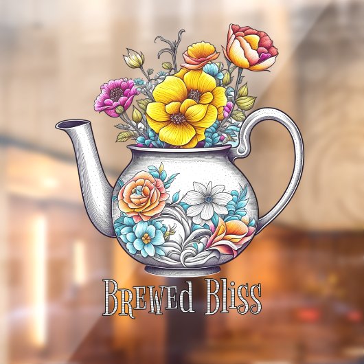 Brewed Bliss Theepot Raamsticker (Vel 2)