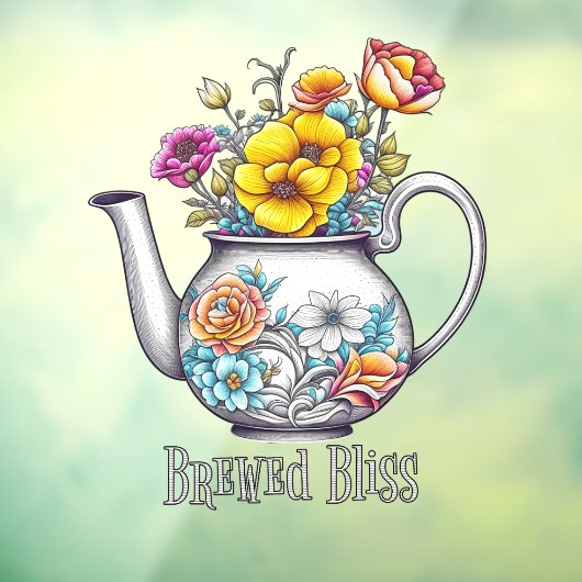 Brewed Bliss Theepot Raamsticker (Vel 3)