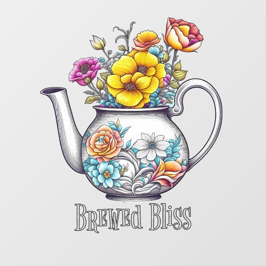 Brewed Bliss Theepot Raamsticker (Vel)