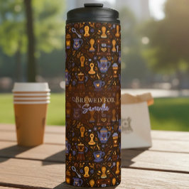 Brewed for [Name] — folk coffee (cocoa & slate) Thermosbeker