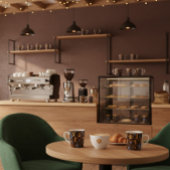 Brewed for [Name] — folk coffee pattern in cocoa Mok