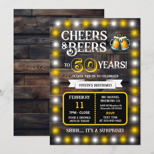 Brewery Surprise Cheers and Beers to 60 Years Kaart (Voorkant / Achterkant)