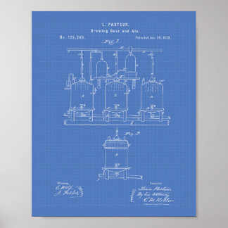 Brewing beer and ale 1873 Patent Art - Blueprint Poster