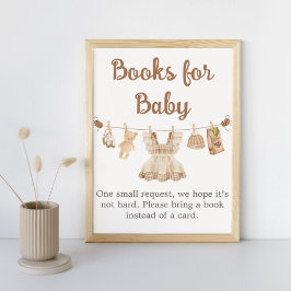 Brewing Coffee Baby Shower Books for Baby Sign Poster