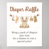 Brewing Coffee Baby Shower Diaper Raffle Sign Poster (Voorkant)