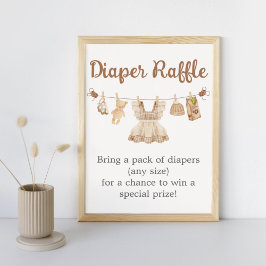 Brewing Coffee Baby Shower Diaper Raffle Sign Poster