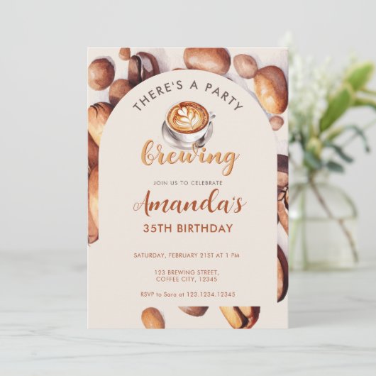Brewing Coffee Bean Any Age Birthday Kaart (Staand voorkant)