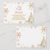 Brewing Pink Winter Tea Party Baby Shower Details Informatiekaartje (Voorkant / Achterkant)