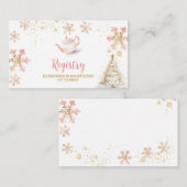 Brewing Pink Winter Tea Party Baby Shower Registry Informatiekaartje (Voorkant / Achterkant)