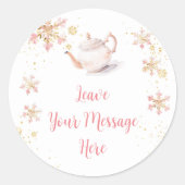 Brewing Pink Winter Tea Party Leave Your Message Ronde Sticker (Voorkant)