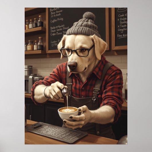 Brewmaster Lab in de rode flanel Poster (Voorkant)