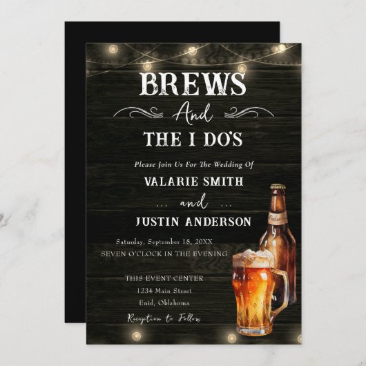 Brews and I Do's Casual bruiloft uitnodiging (Voorkant / Achterkant)