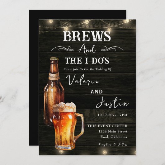 Brews and I Do's Casual bruiloft uitnodiging (Voorkant / Achterkant)