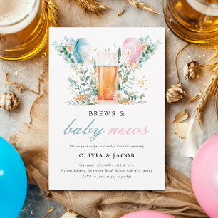 Brews & Baby Nieuws Gender Reveal Party Kaart