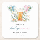 Brews & Baby Nieuws Gender Reveal Party Kartonnen Onderzetters (Voorkant)