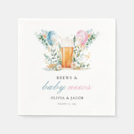 Brews & Baby Nieuws Gender Reveal Party Servet