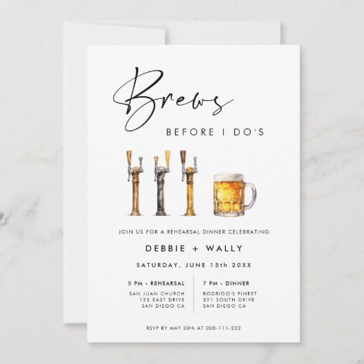 Brews Before I Do's Rehearsal Dinner Kaart (Voorkant)