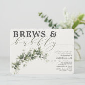 Brews Bubble Gray Faded Greenery Engagement Party Kaart (Staand voorkant)