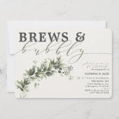 Brews Bubble Gray Faded Greenery Engagement Party Kaart (Voorkant)
